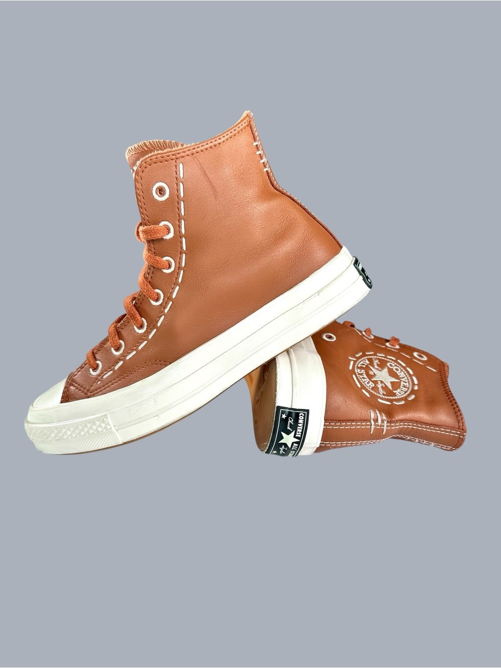 Converse Limited Ed. Chuck 70 Bold Stich Leather ‘Tawny Owl’ High-Top Sneakers - Picture 11 of 11